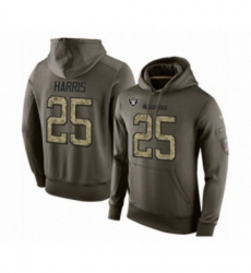 Football Mens Oakland Raiders 25 Erik Harris Green Salute To Service Pullover Hoodie