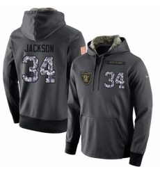 NFL Nike Oakland Raiders 34 Bo Jackson Stitched Black Anthracite Salute to Service Player Performance Hoodie