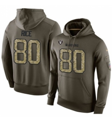NFL Nike Oakland Raiders 80 Jerry Rice Green Salute To Service Mens Pullover Hoodie