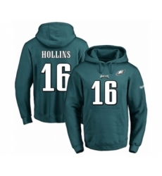 Football Mens Philadelphia Eagles 16 Mack Hollins Green Name Number Pullover Hoodie