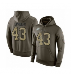 Football Mens Philadelphia Eagles 43 Darren Sproles Green Salute To Service Pullover Hoodie