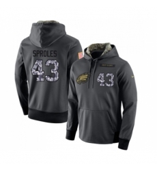 Football Mens Philadelphia Eagles 43 Darren Sproles Stitched Black Anthracite Salute to Service Player Performance Hoodie