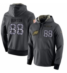 NFL Mens Nike Philadelphia Eagles 88 Trey Burton Stitched Black Anthracite Salute to Service Player Performance Hoodie