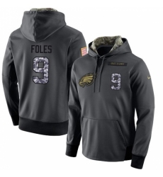 NFL Mens Nike Philadelphia Eagles 9 Nick Foles Stitched Black Anthracite Salute to Service Player Performance Hoodie