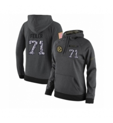 Football Womens Pittsburgh Steelers 71 Matt Feiler Stitched Black Anthracite Salute to Service Player Performance Hoodie