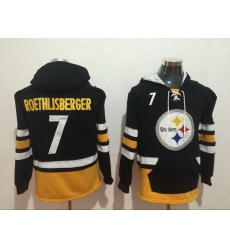 Men Nike Pittsburgh Steelers Ben Roethlisberger 7 NFL Winter Thick Hoodie