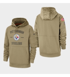 Mens Pittsburgh Steelers Tan 2019 Salute to Service Sideline Therma Pullover Hoodie