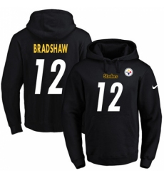 NFL Mens Nike Pittsburgh Steelers 12 Terry Bradshaw Black Name Number Pullover Hoodie
