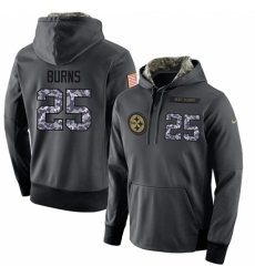 NFL Mens Nike Pittsburgh Steelers 25 Artie Burns Stitched Black Anthracite Salute to Service Player Performance Hoodie