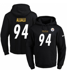 NFL Mens Nike Pittsburgh Steelers 94 Tyson Alualu Black Name Number Pullover Hoodie