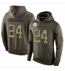 NFL Nike Pittsburgh Steelers 24 Coty Sensabaugh Green Salute To Service Mens Pullover Hoodie