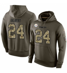NFL Nike Pittsburgh Steelers 24 Justin Gilbert Green Salute To Service Mens Pullover Hoodie