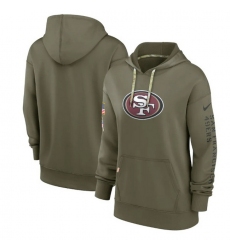 Women San Francisco 49ers 2022 Olive Salute To Service Therma Performance Pullover Hoodie