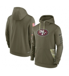 Men San Francisco 49ers 2022 Olive Salute To Service Therma Performance Pullover Hoodie