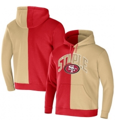 Men San Francisco 49ers Red Gold Split Logo Pullover Hoodie