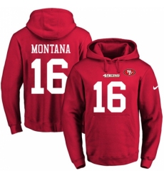 NFL Mens Nike San Francisco 49ers 16 Joe Montana Red Name Number Pullover Hoodie