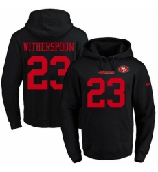 NFL Mens Nike San Francisco 49ers 23 Ahkello Witherspoon Black Name Number Pullover Hoodie