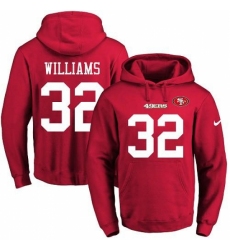 NFL Mens Nike San Francisco 49ers 32 Joe Williams Red Name Number Pullover Hoodie