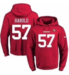NFL Mens Nike San Francisco 49ers 57 Eli Harold Red Name Number Pullover Hoodie