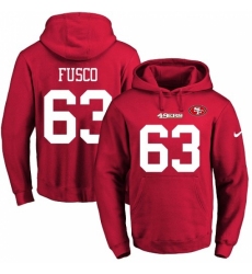 NFL Mens Nike San Francisco 49ers 63 Brandon Fusco Red Name Number Pullover Hoodie