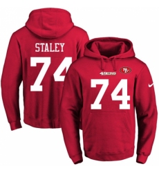 NFL Mens Nike San Francisco 49ers 74 Joe Staley Red Name Number Pullover Hoodie