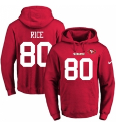 NFL Mens Nike San Francisco 49ers 80 Jerry Rice Red Name Number Pullover Hoodie