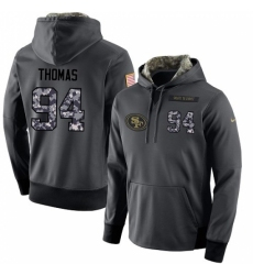 NFL Mens Nike San Francisco 49ers 94 Solomon Thomas Stitched Black Anthracite Salute to Service Player Performance Hoodie