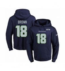 Football Mens Seattle Seahawks 18 Jaron Brown Navy Blue Name Number Pullover Hoodie