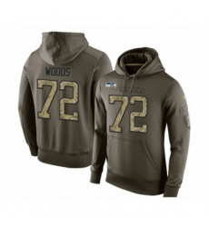 Football Mens Seattle Seahawks 72 Al Woods Green Salute To Service Pullover Hoodie