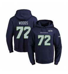 Football Mens Seattle Seahawks 72 Al Woods Navy Blue Name Number Pullover Hoodie