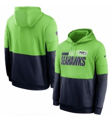 Men Seattle Seahawks Nike Sideline Impact Lockup Performance Pullover Hoodie Neon Green College Navy