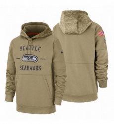 Mens Seattle Seahawks 2019 Salute to Service Tan Sideline Therma Pullover Hoodie