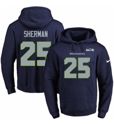 NFL Mens Nike Seattle Seahawks 25 Richard Sherman Navy Blue Name Number Pullover Hoodie