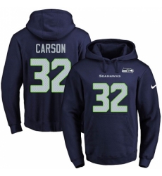 NFL Mens Nike Seattle Seahawks 32 Chris Carson Navy Blue Name Number Pullover Hoodie