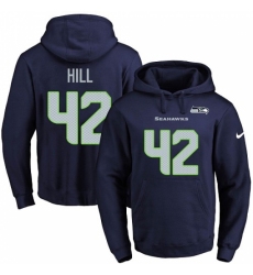 NFL Mens Nike Seattle Seahawks 42 Delano Hill Navy Blue Name Number Pullover Hoodie