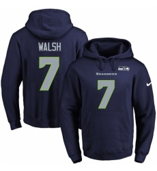 NFL Mens Nike Seattle Seahawks 7 Blair Walsh Navy Blue Name Number Pullover Hoodie