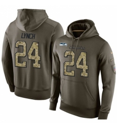 NFL Nike Seattle Seahawks 24 Marshawn Lynch Green Salute To Service Mens Pullover Hoodie