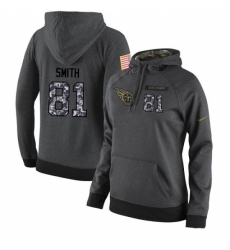 NFL Womens Nike Tennessee Titans 81 Jonnu Smith Stitched Black Anthracite Salute to Service Player Performance Hoodie