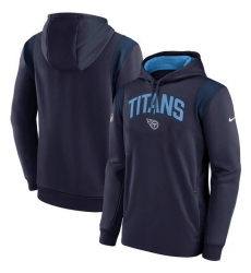 Men Tennessee Titans Navy Sideline Stack Performance Pullover Hoodie 001