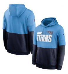 Men Tennessee Titans Nike Sideline Impact Lockup Performance Pullover Hoodie Light Blue Navy