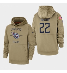 Mens Tennessee Titans 22 Derrick Henry 2019 Salute to Service Sideline Therma Pullover Hoodie Tan