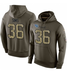 NFL Nike Tennessee Titans 36 LeShaun Sims Green Salute To Service Mens Pullover Hoodie