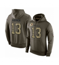 Football Mens Washington Redskins 13 Kelvin Harmon Green Salute To Service Pullover Hoodie