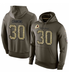 NFL Nike Washington Redskins 30 Sua Cravens Green Salute To Service Mens Pullover Hoodie