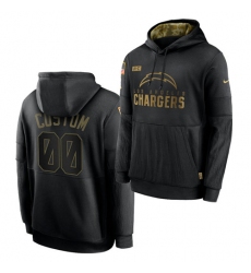 Men Custom Men Los Angeles Chargers 2020 Salute To Service Black Sideline Performance Pullover Hoodie