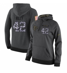 NFL Womens Nike Atlanta Falcons 42 Duke Riley Stitched Black Anthracite Salute to Service Player Performance Hoodie
