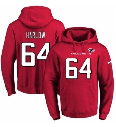 NFL Mens Nike Atlanta Falcons 64 Sean Harlow Red Name Number Pullover Hoodie