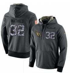 NFL Men Nike Arizona Cardinals 32 Tyrann Mathieu Stitched Black Anthracite Salute to Service Player Performance Hoodie