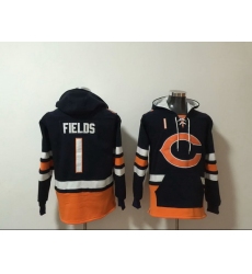 Men Nike Chicago Bears Justin Fields 1 NFL Winter Thick Hoodie