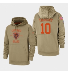 Mens Chicago Bears 10 Mitchell Trubisky 2019 Salute to Service Sideline Therma Pullover Hoodie Tan